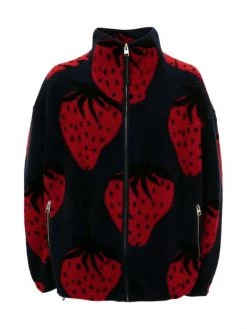 JW Anderson Casual Zip-Front Fleece Jacket For Men Navy Red -Deals JW Anderson And Shiseido Store unnamed file 143