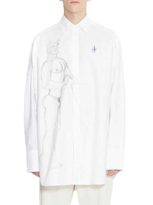 JW Anderson X Tom Of Finland Artwork Oversized Button-Front Shirt For Men 3 JW Anderson X Tom Of Finland Artwork Oversized Button-Front Shirt For Men