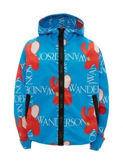 JW Anderson Oversized Hooded Abstract & Logo-Printed Jacket