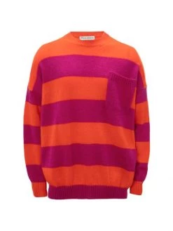 JW Anderson Striped Crewneck Jumper For Men Pink Red