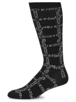 JW Anderson Logo Grid Cotton-Blend Socks For Men White Black -Deals JW Anderson And Shiseido Store unnamed file 359