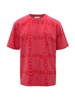 JW Anderson Oversized Grid Logo T-Shirt For Men Fuschia