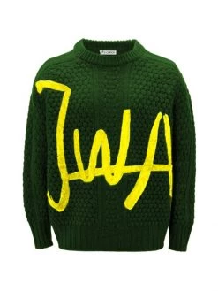JW Anderson JWA Crewneck Cable Sweater For Men Khaki Yellow -Deals JW Anderson And Shiseido Store unnamed file 457