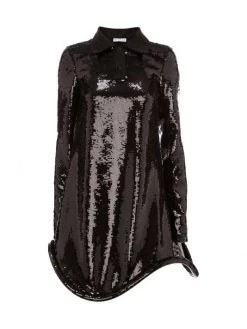 JW Anderson Asymmetric Sequin-Embroidered Polo Minidress